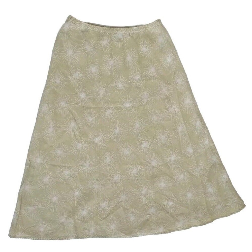 Ladies Boden 100% Linen Light Green W/Stars Fireworks A-Line Skirt Size 10R